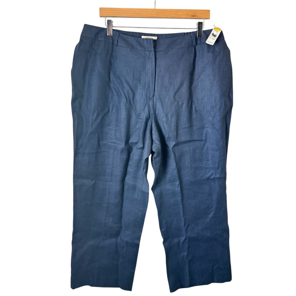 Vintage Talbots Linen Blend Trouser Pants Women’s Size 18 Blue NWT Old Money